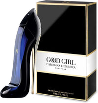 Good Girl perfume in stiletto-shaped blue bottle with black and gold box, 80ml