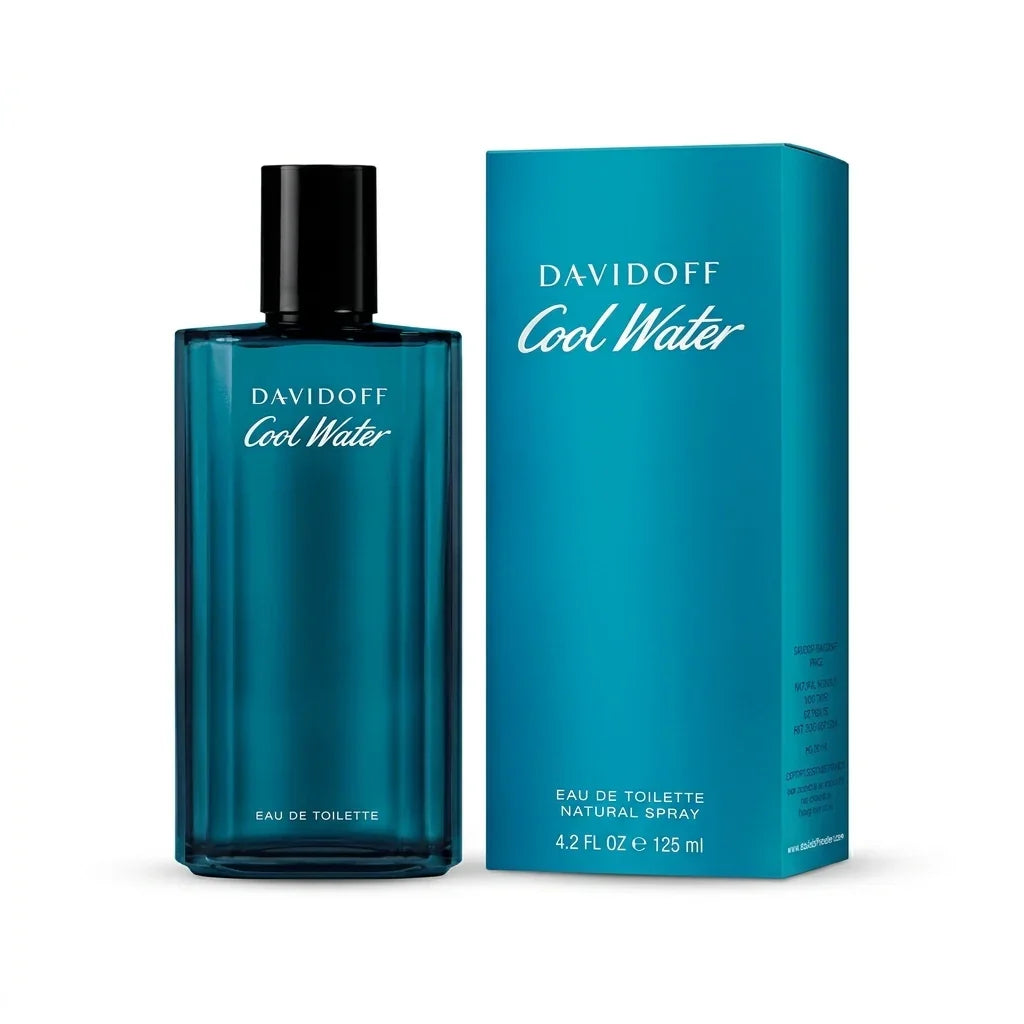 Davidoff Cool Water Eau de Toilette spray bottle and turquoise packaging for men