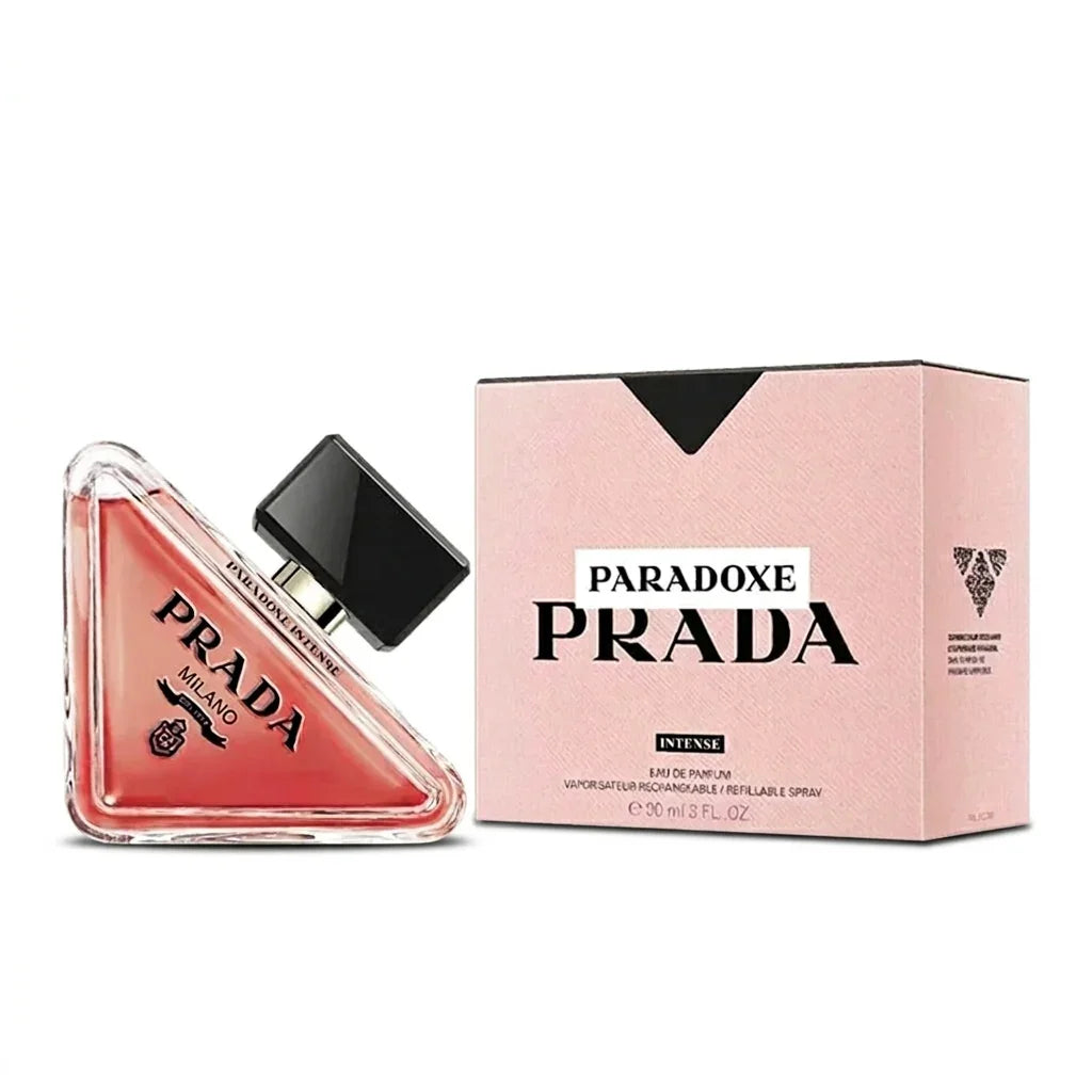 Prada Paradoxe Intense perfume bottle with matching pink box, luxury fragrance for women