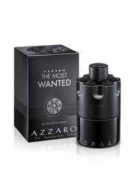 Azzaro The Most Wanted black perfume bottle and box, luxury eau de parfum for men, 100ml